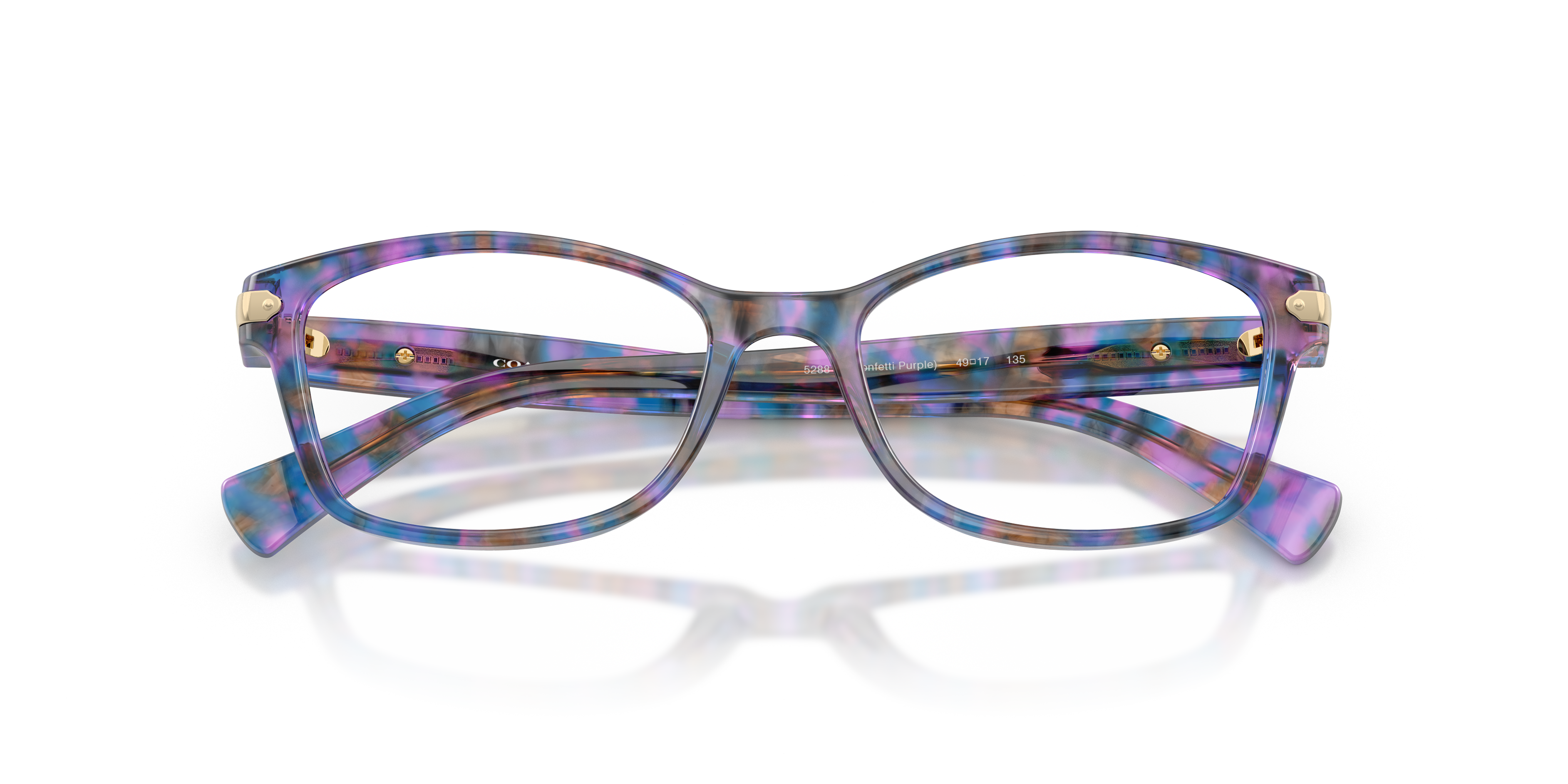 Coach HC6065 Rectangle Eyeglasses - Purple Confetti Tortoise