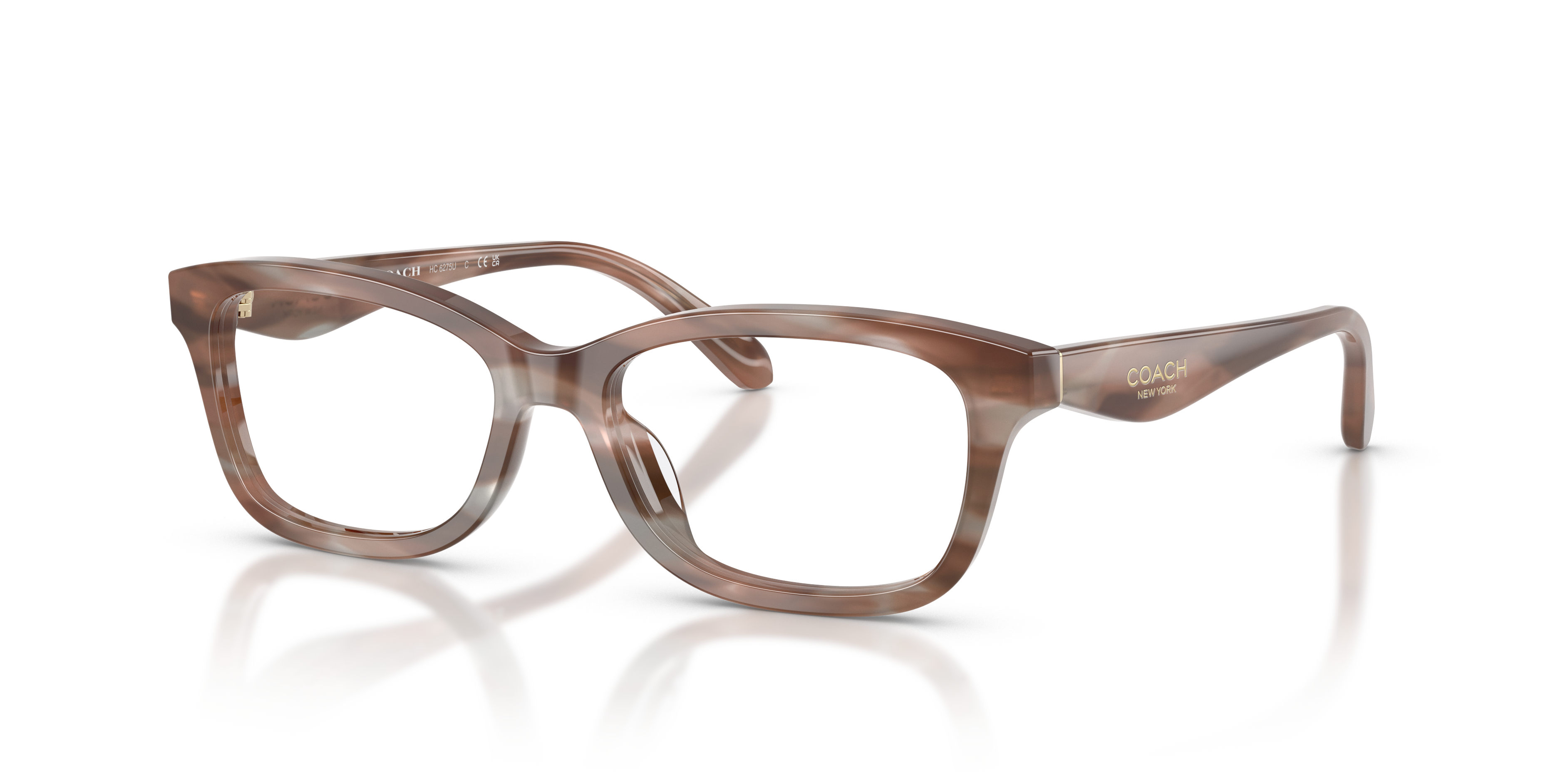 Coach HC6275U Rectangle Eyeglasses - Striated Maple Blueberry