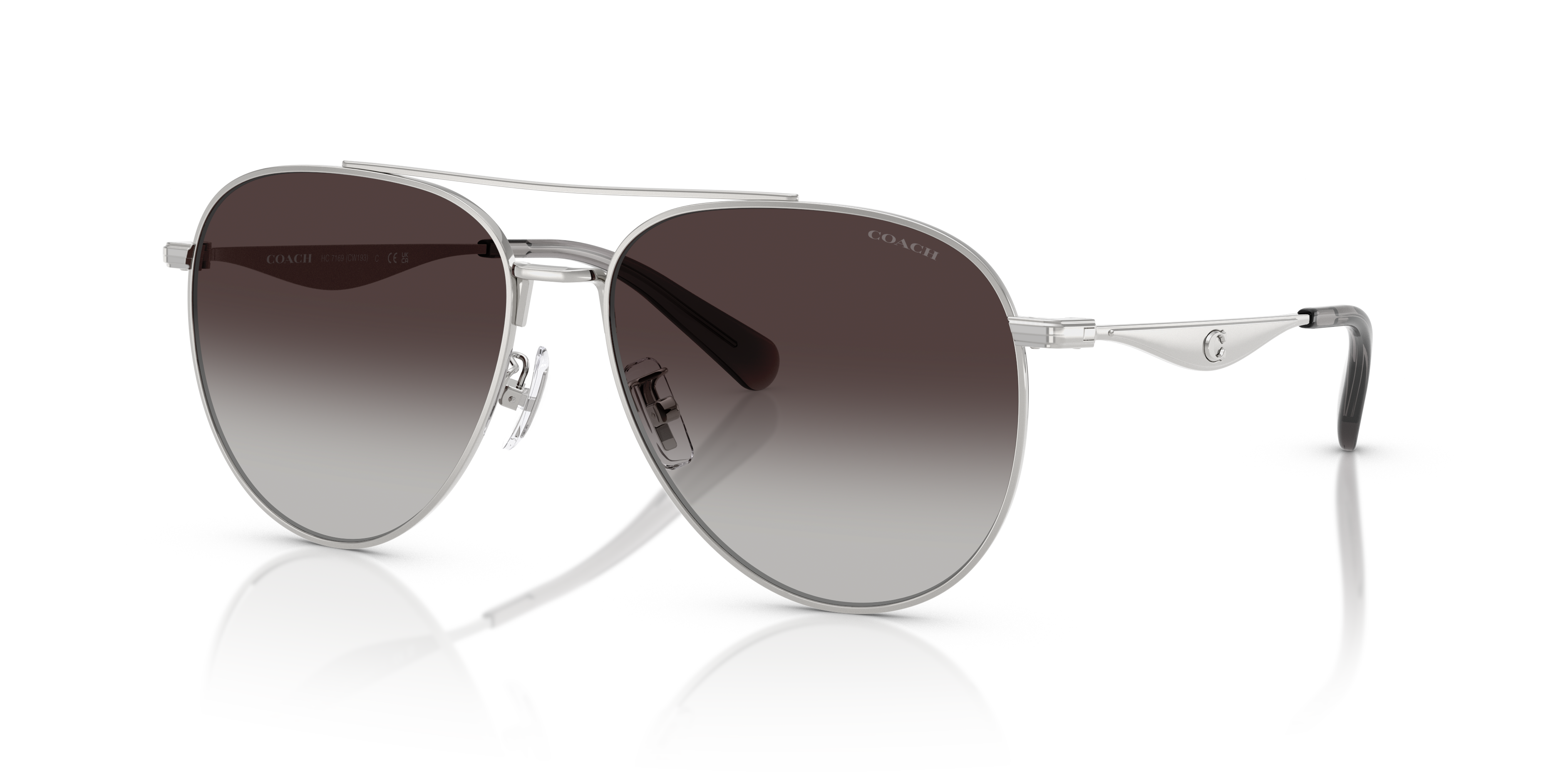 Coach HC7169 CW193 Pilot Sunglasses - Shiny Silver