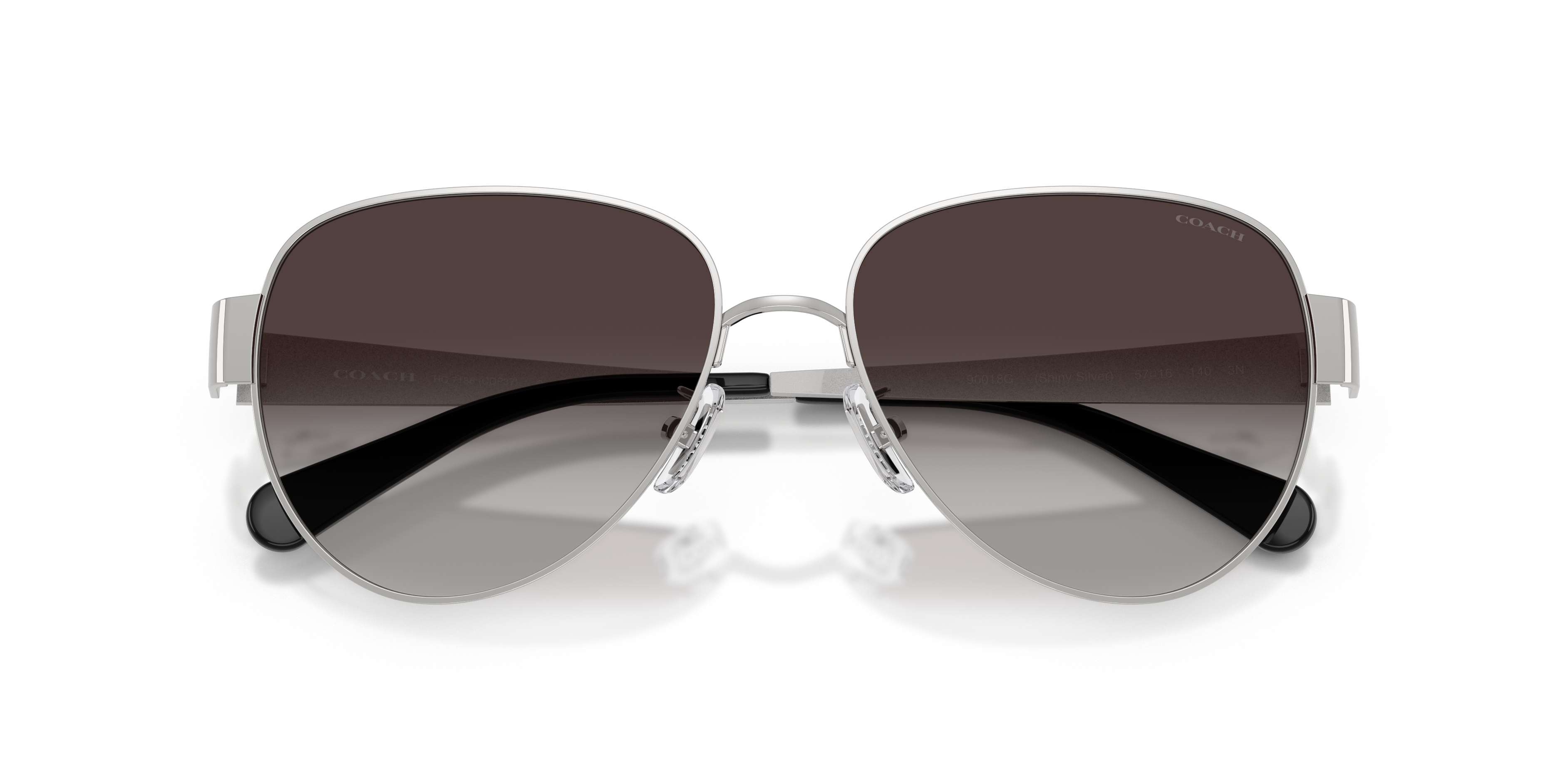 Coach HC7186 CDP37 Pilot Sunglasses - Shiny Silver