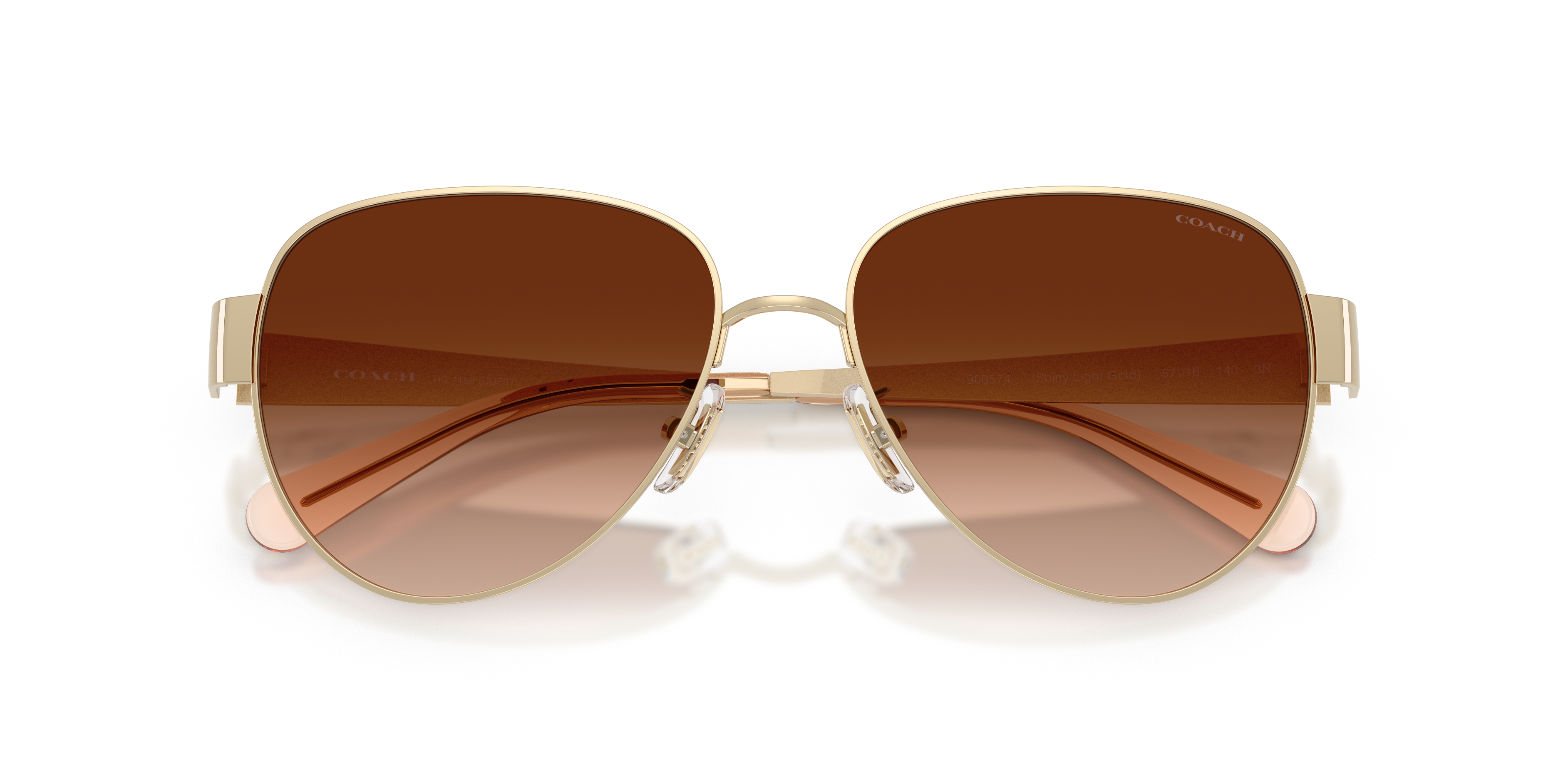 Coach HC7186 CDP37 Pilot Sunglasses - Shiny Light Gold