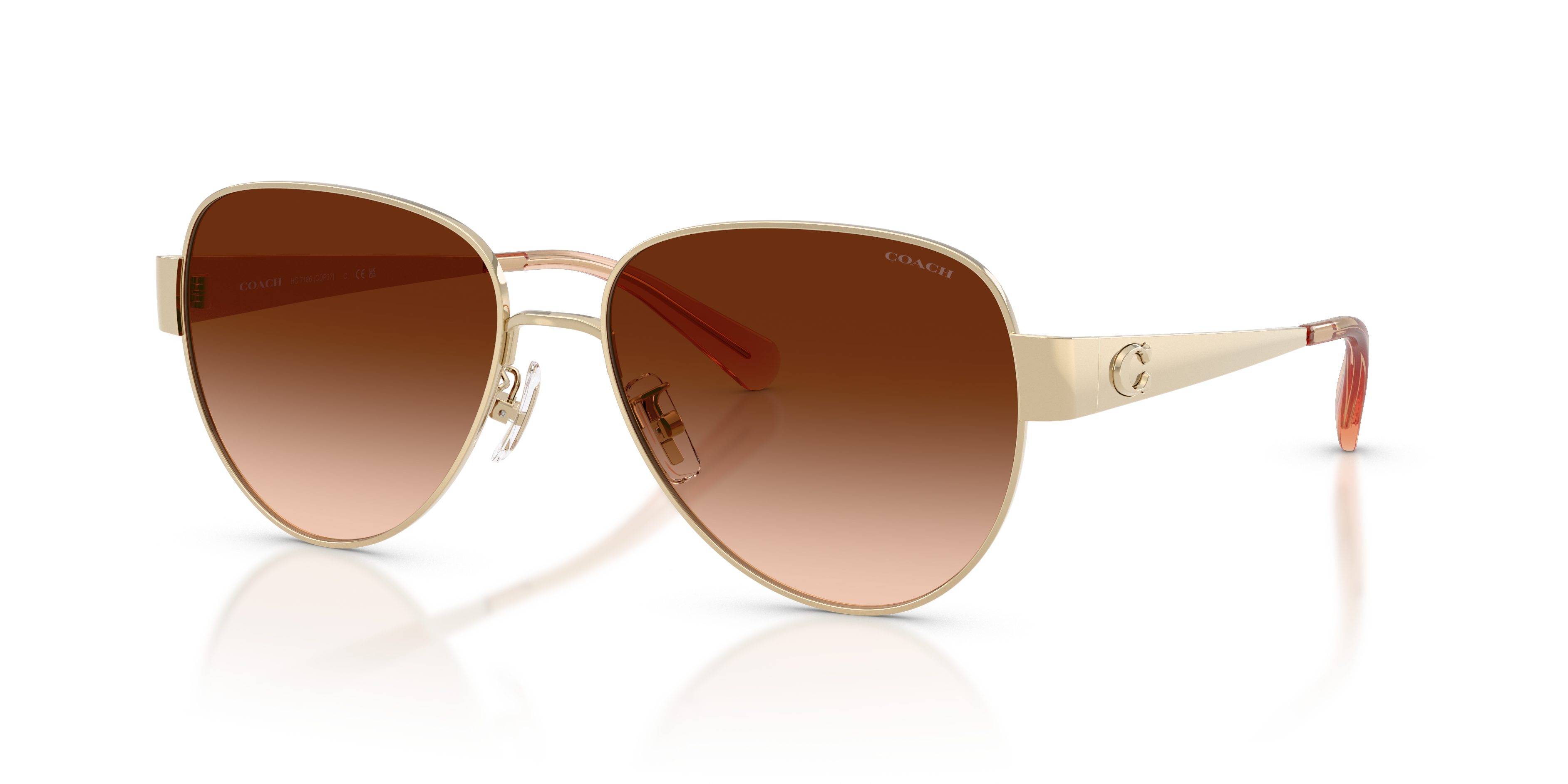 Coach HC7186 CDP37 Pilot Sunglasses - Shiny Silver