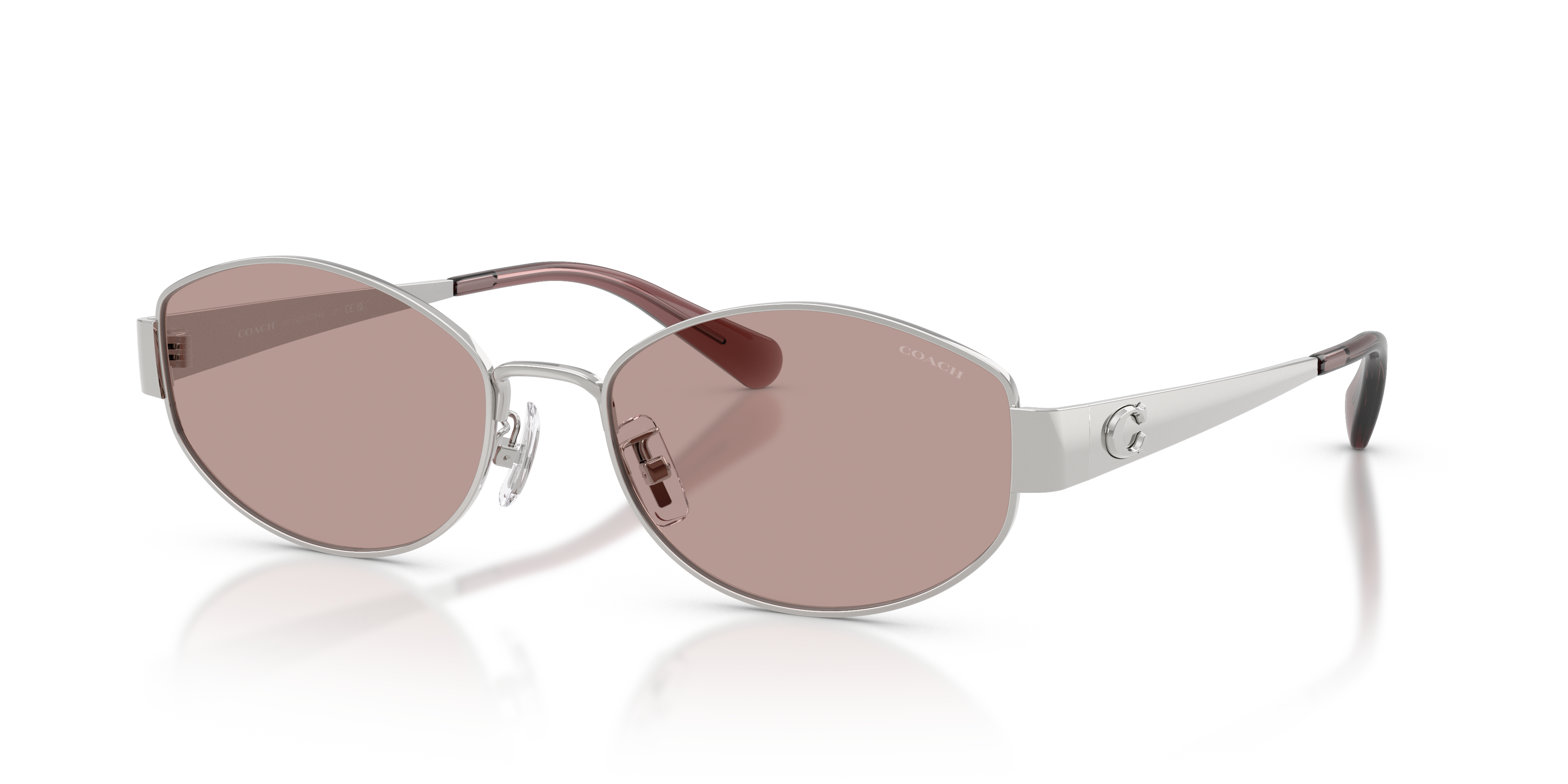 Coach HC7192D CDP44 Geometric Sunglasses - Shiny Silver
