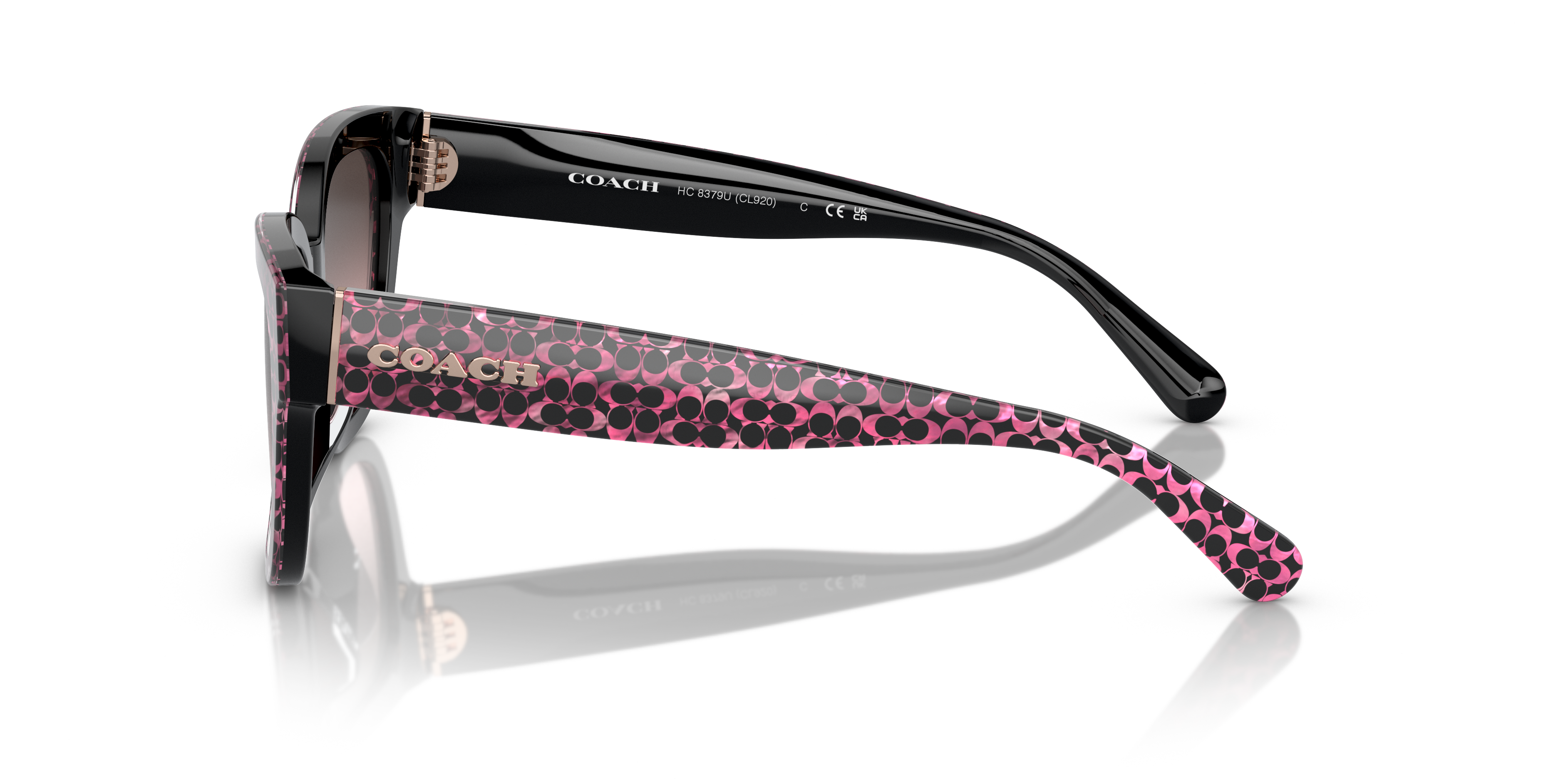Coach HC8379U CL920 Butterfly Sunglasses - Grey Pearl Signature C