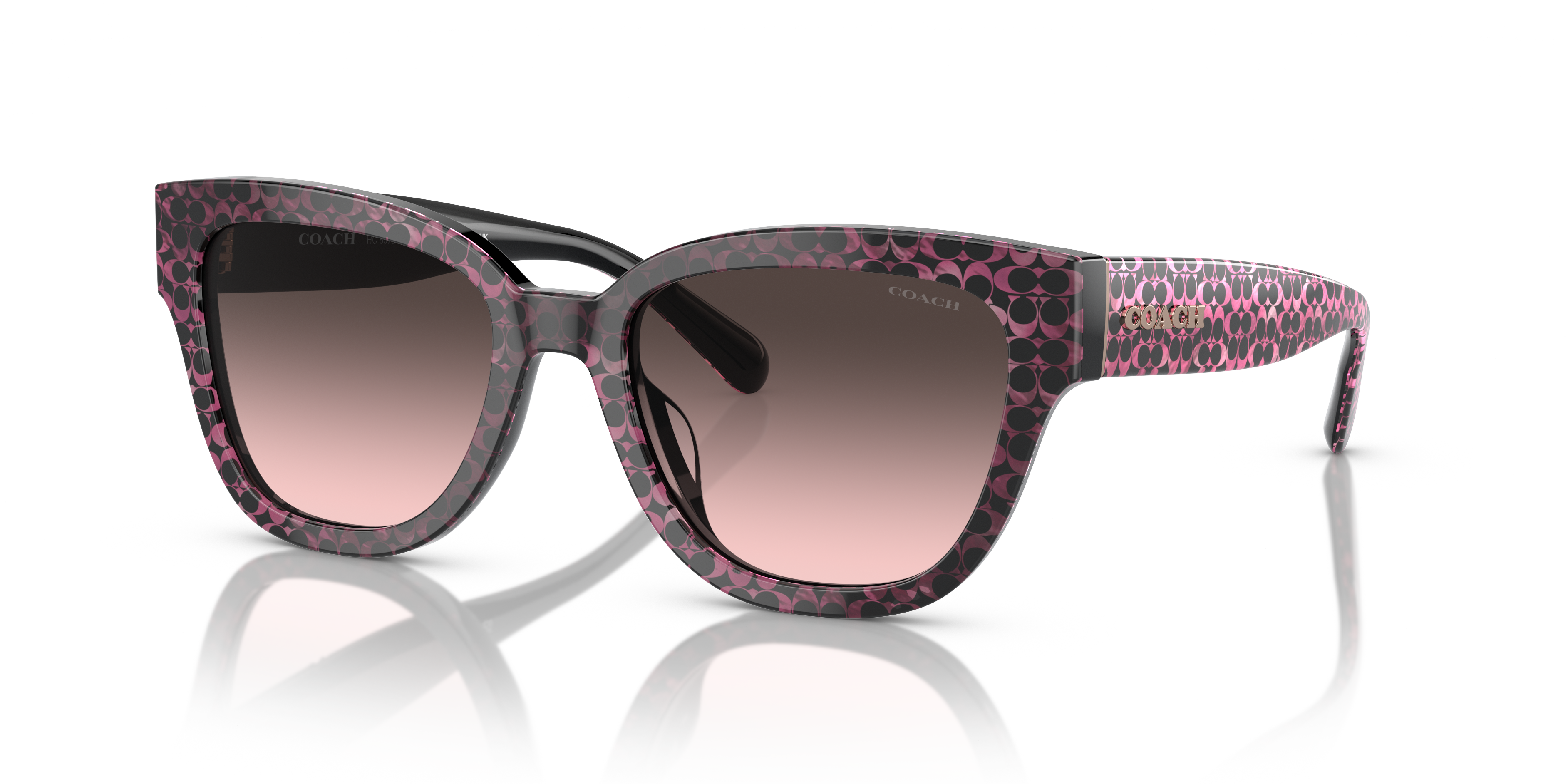 Coach HC8379U CL920 Butterfly Sunglasses - Ruby Pearl Signature C