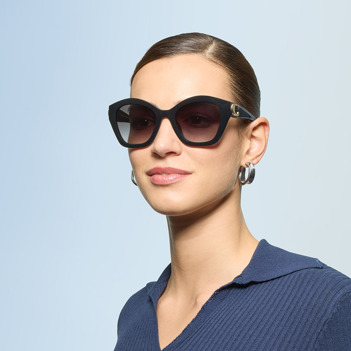 Coach HC8421U CAD31 Geometric Sunglasses - Black