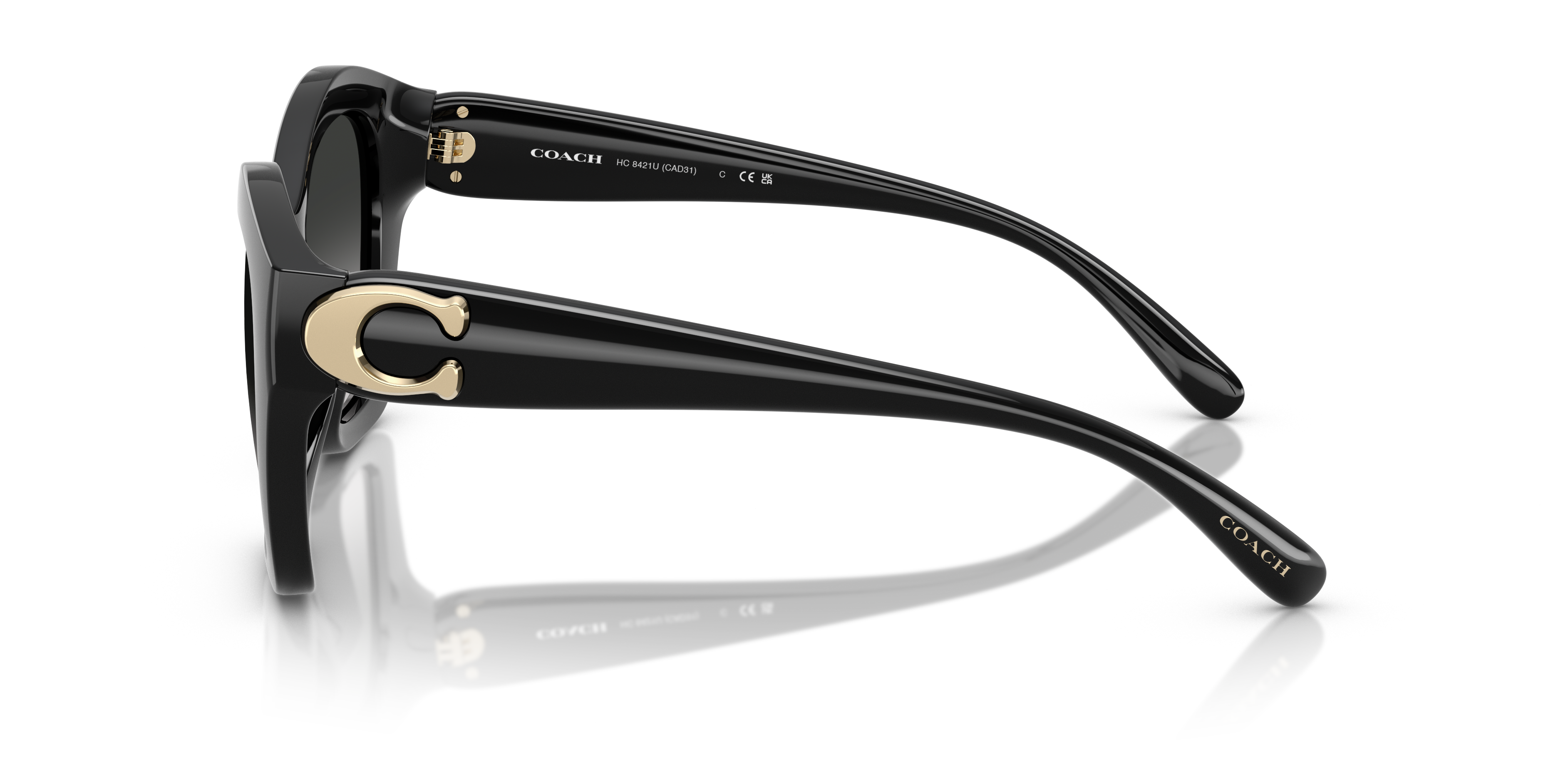 Coach HC8421U CAD31 Geometric Sunglasses - Black