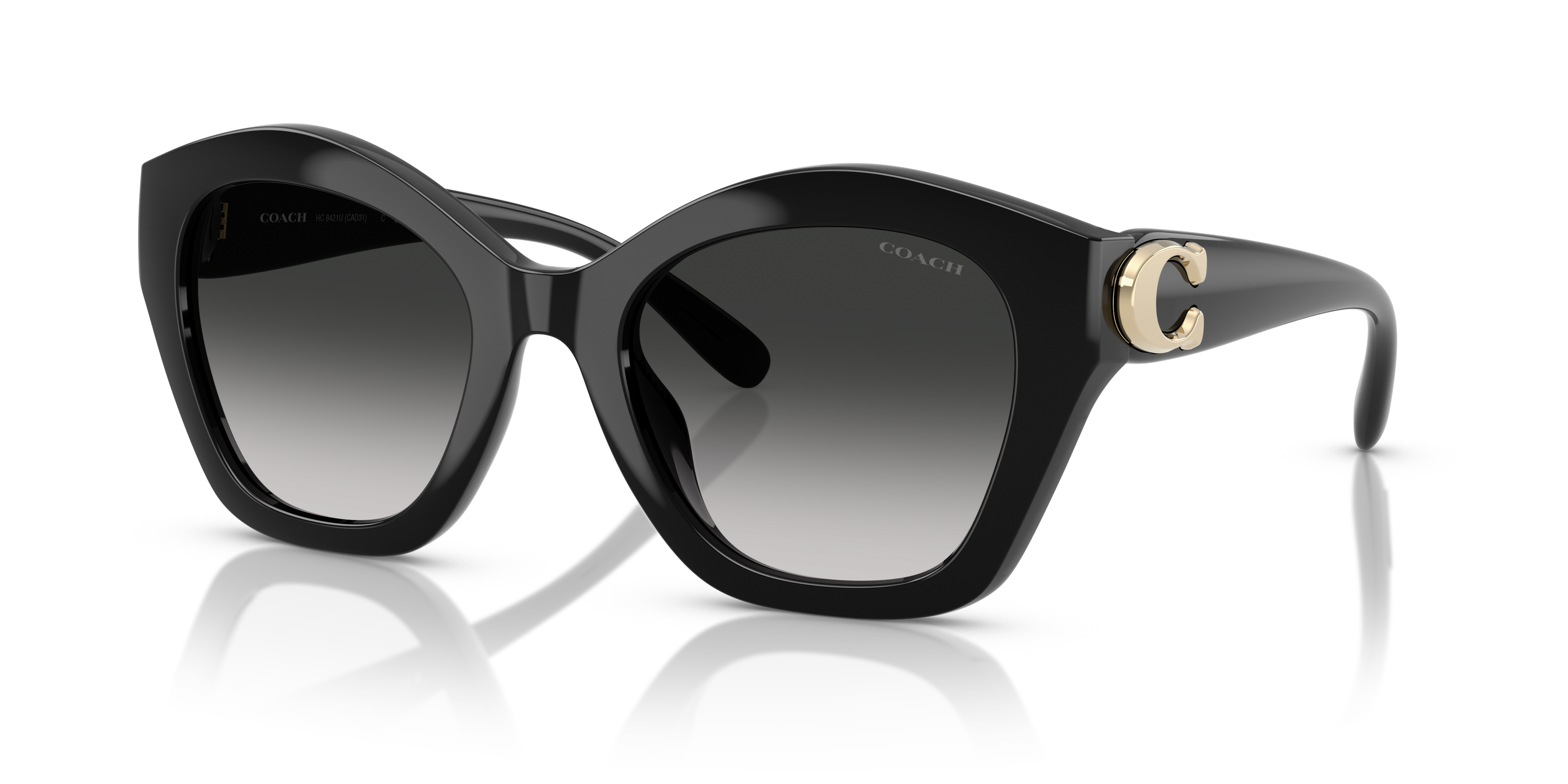 Coach HC8421U CAD31 Geometric Sunglasses - Black