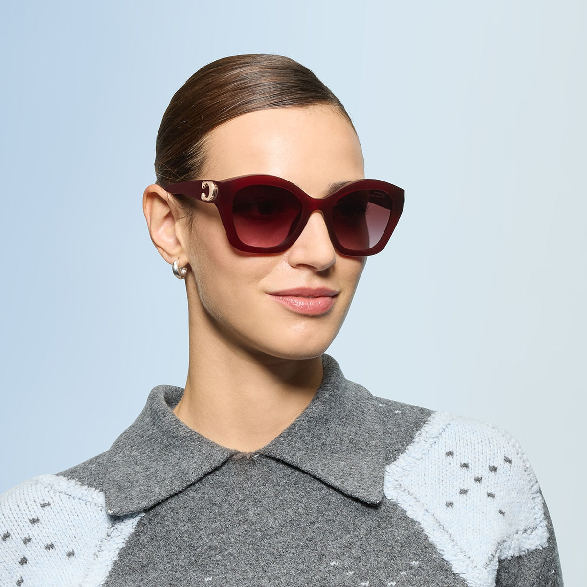 Coach HC8421U CAD31 Geometric Sunglasses - Milky Burgundy