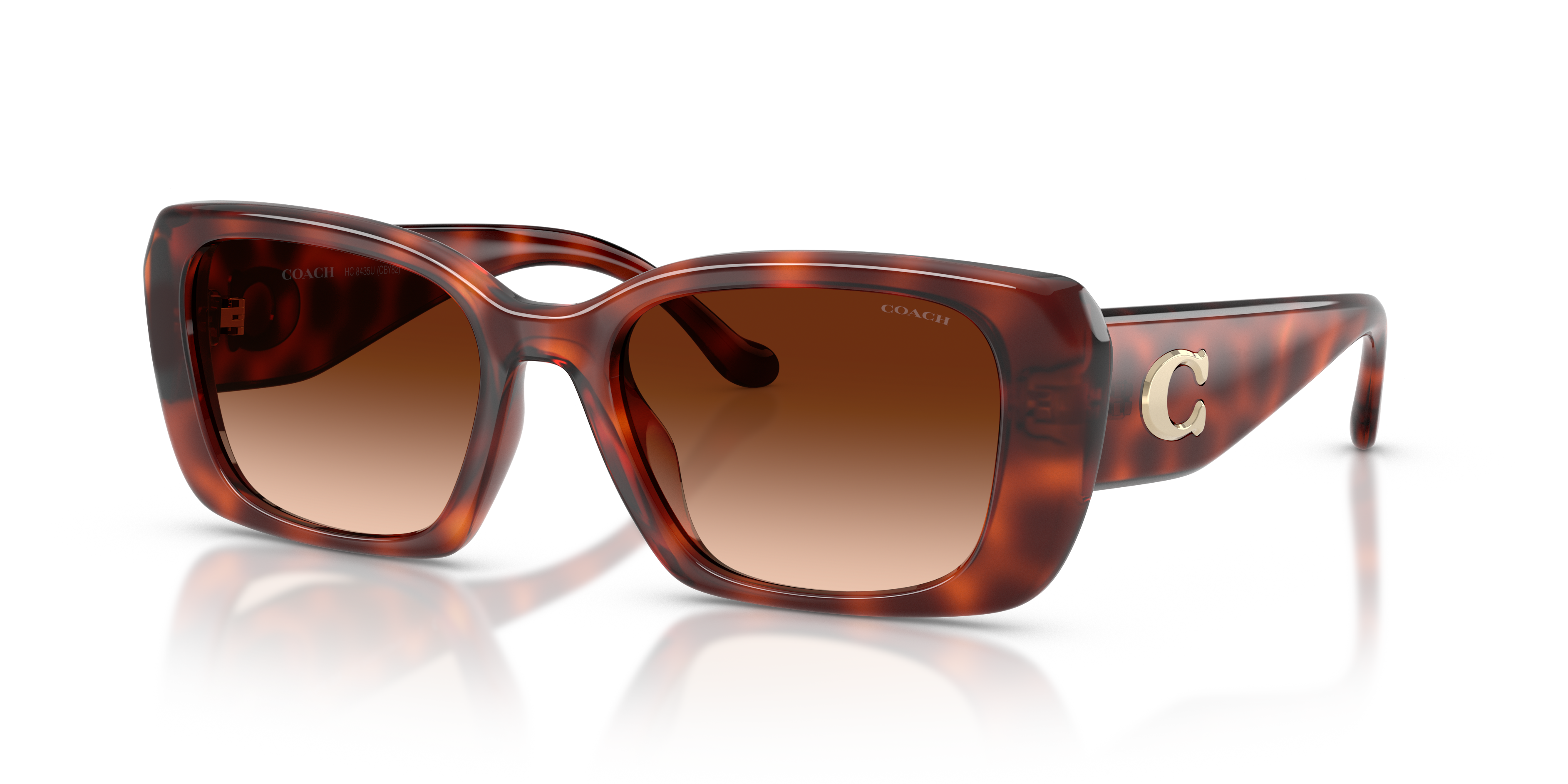 Coach HC8435U CBY82 Square Sunglasses - Caramel Tortoise